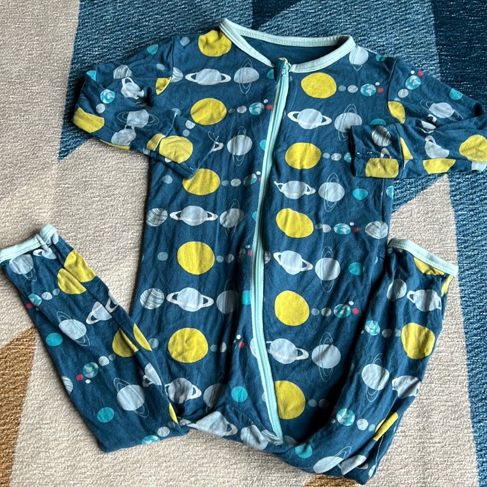 Kickee Pants Rocket Ship 9-12 month zippered footless onesie